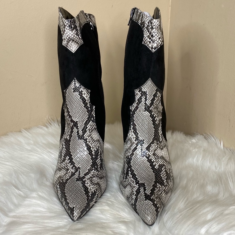 Capri Snake Print Suede Heel Bootie - Picture 5 of 7